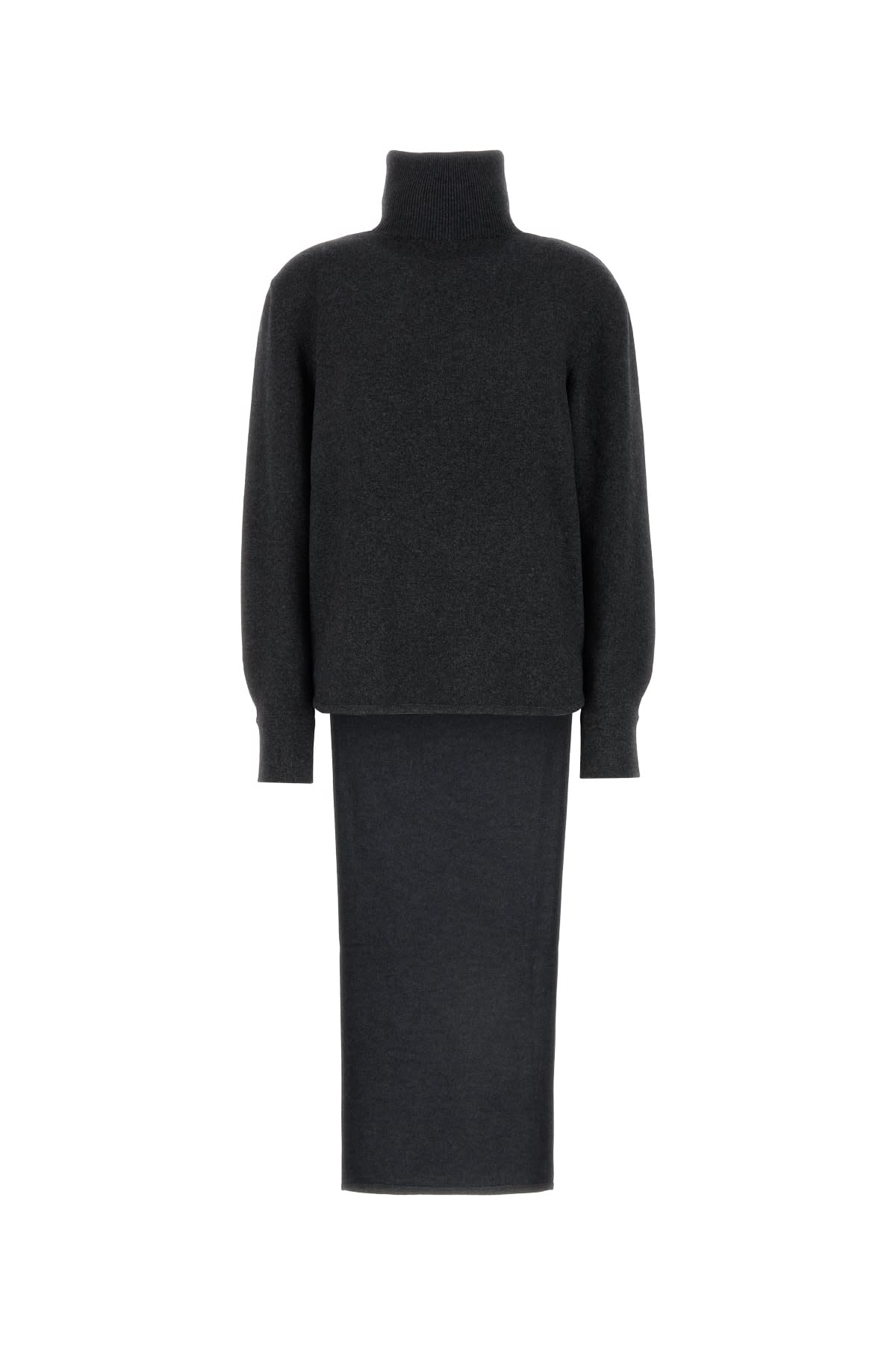 Shop Givenchy Long Back High Neck Sweater In Charcoal