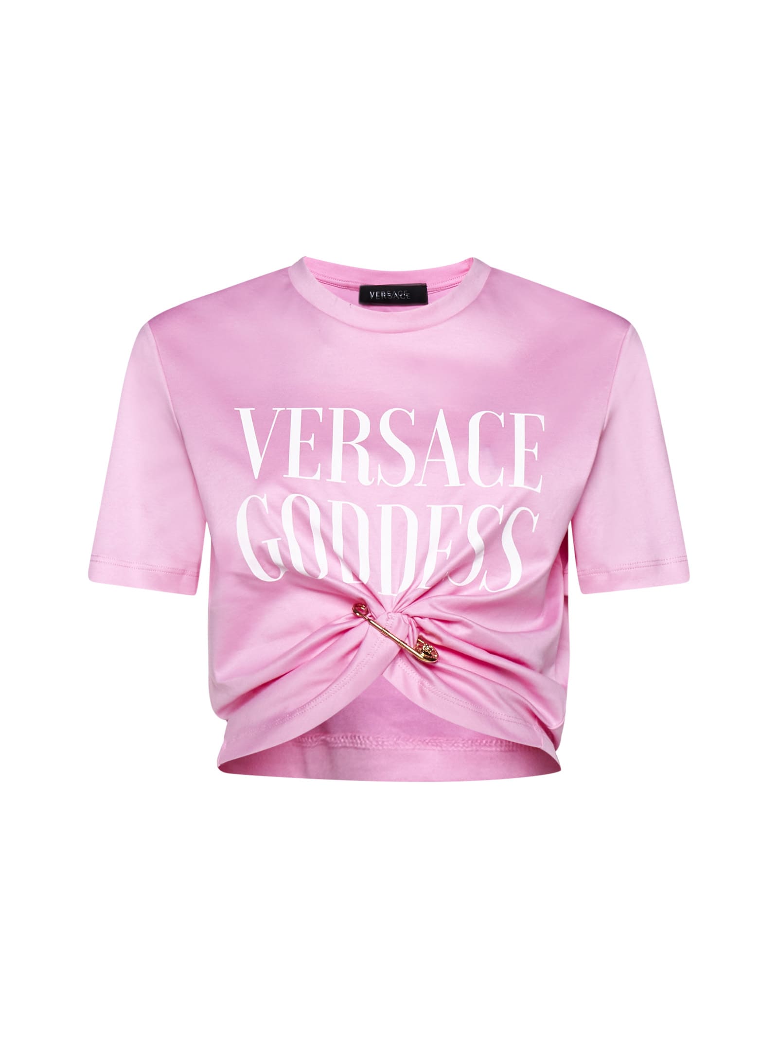 VERSACE Jersey Goddess T-shirt in Pink Paradise