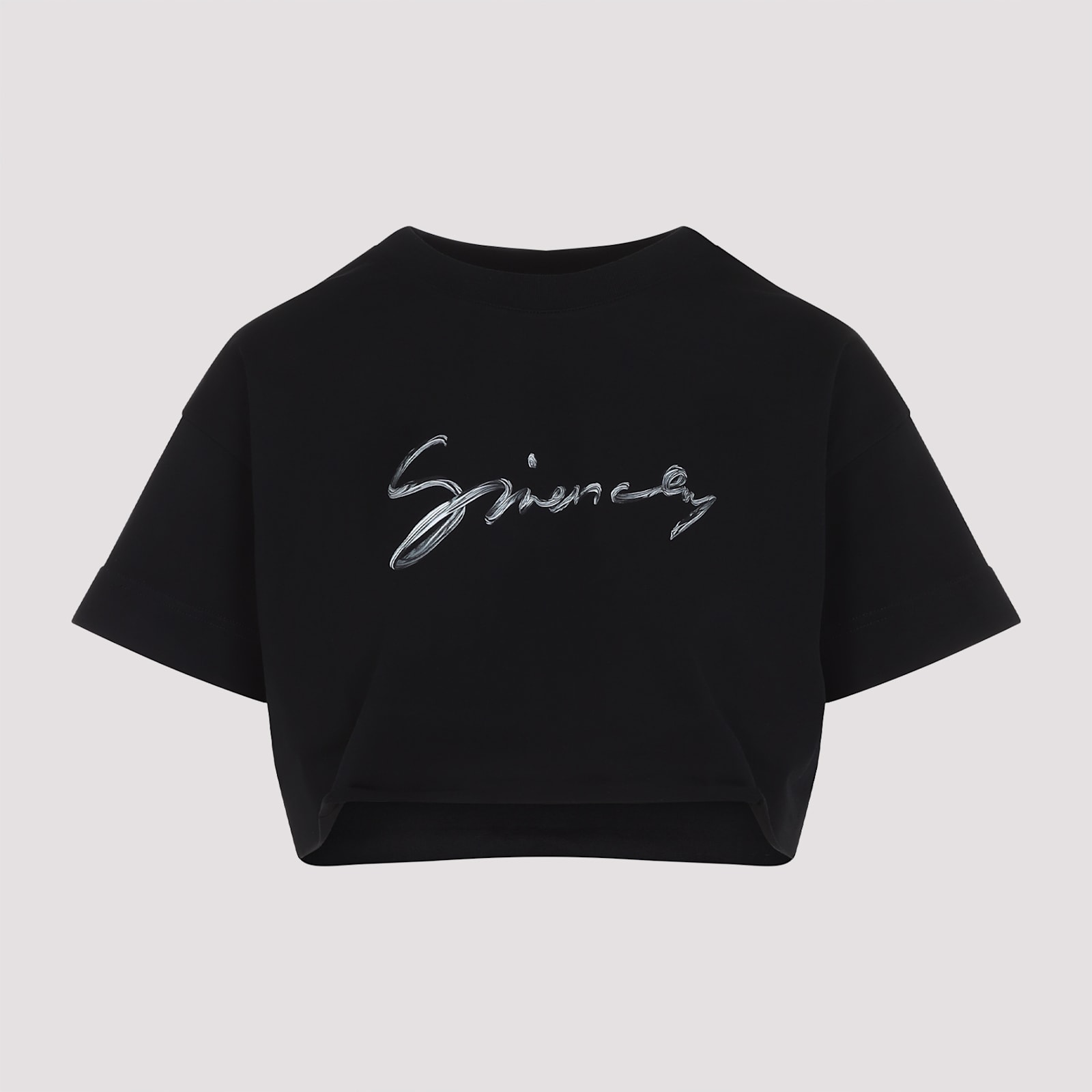 Givenchy Signature Logo Cropped T-shirt In Black