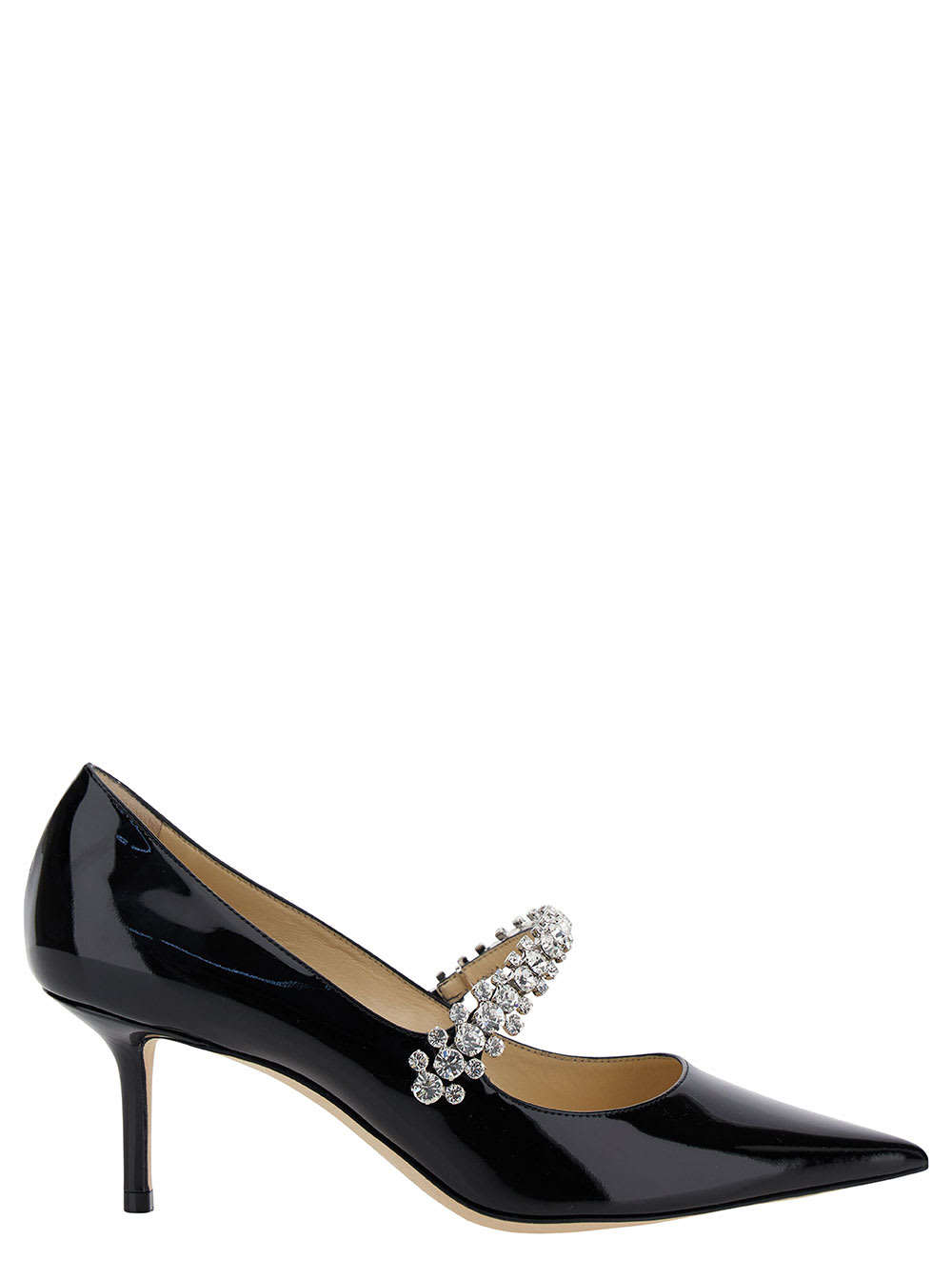 bing Pump Black Pumps With Crystal Strap In Patent Leather Woman
