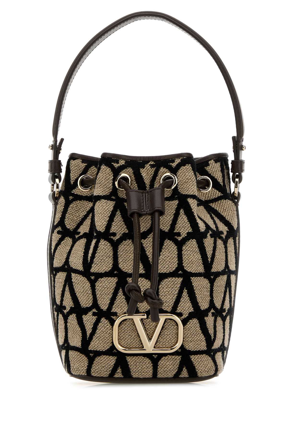 Shop Valentino Toile Iconographe Vlogo Signature Bucket Bag In Naturalenerofondant