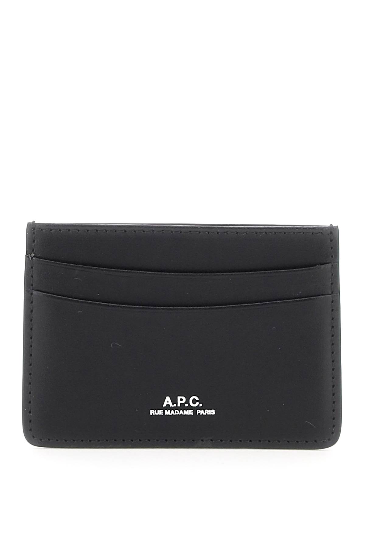 Apc Leather Andre Cardholder In Noir (black)