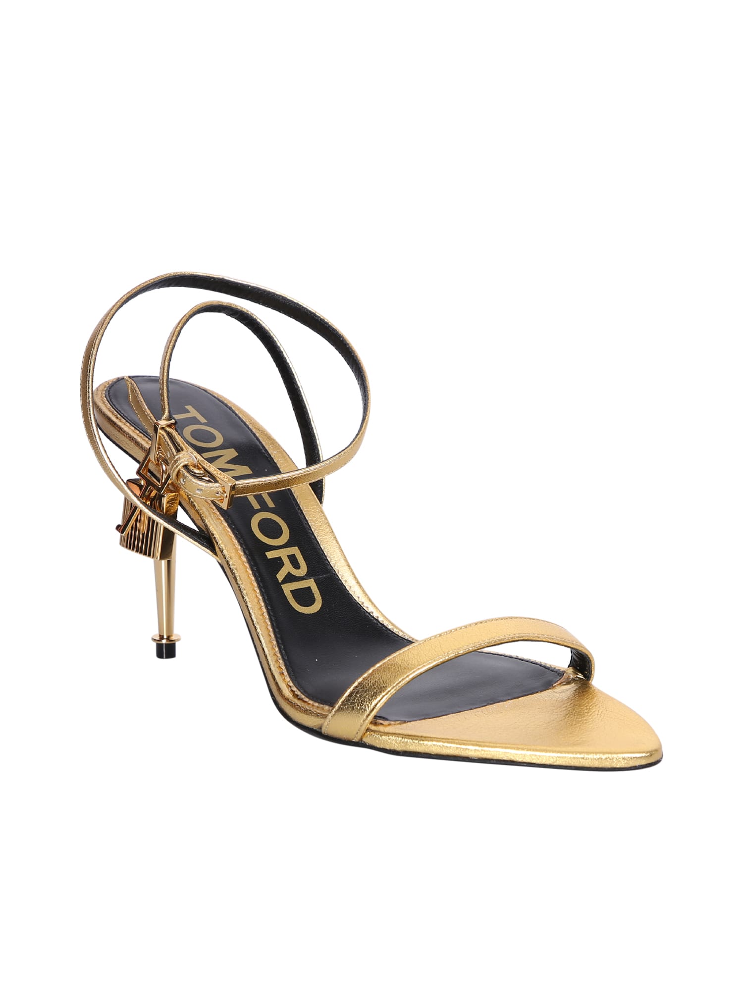 Shop Tom Ford Gold Padlock Sandals In Metallic