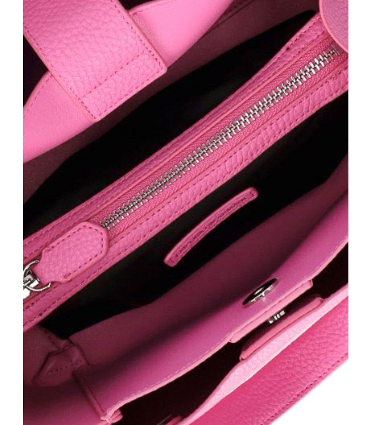 Shop Emporio Armani Logo Printed Charm Tote Bag In Dark Pink Rosa
