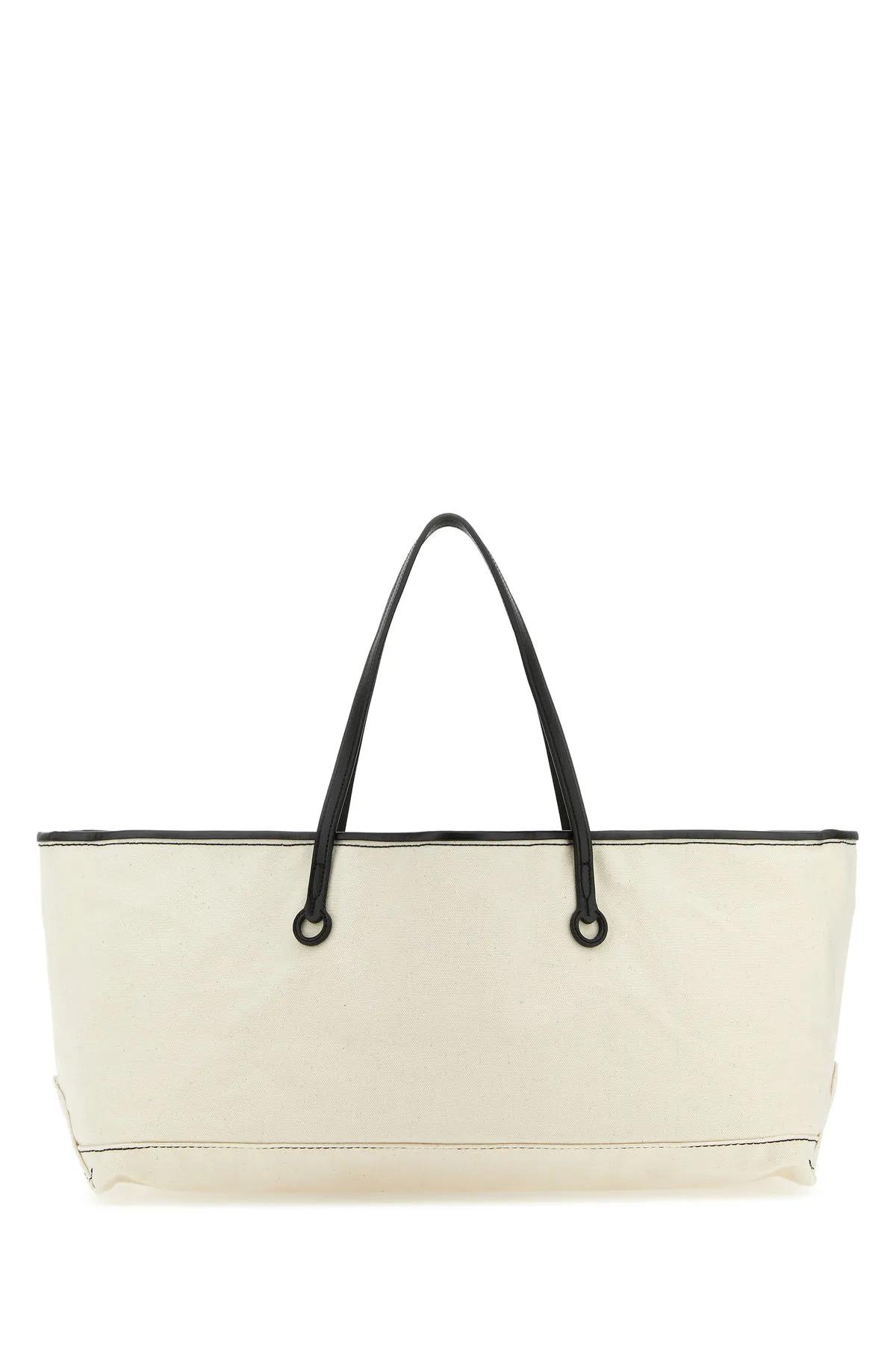 Shop Jw Anderson Ivory Canvas Anchor Shopping Bag In White/black
