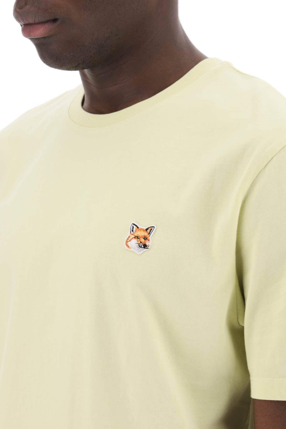 Shop Maison Kitsuné Fox Head T-shirt In Chalk Yellow (yellow)