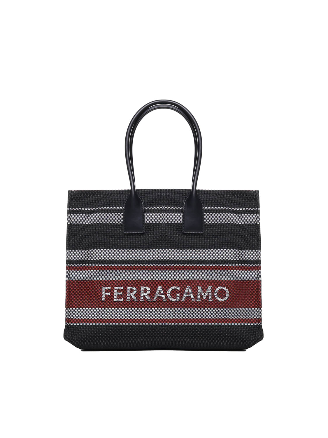 Shop Ferragamo Signature Tote Bag In Black, Red