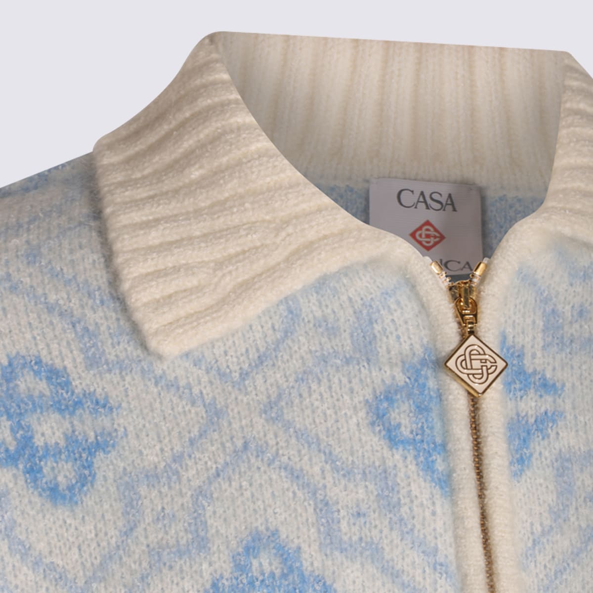 Casablanca Refined Wool Blend Sweatshirt With Classic Collar In Multi