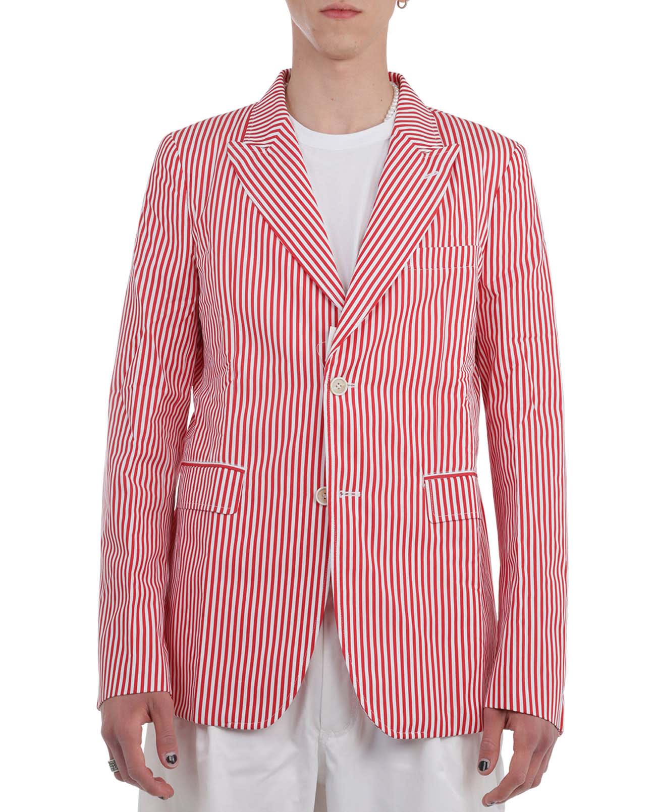 Comme Des Garçons Shirt Comme Des Garcons Shirt Red Striped Jacket In Bianco/rosso