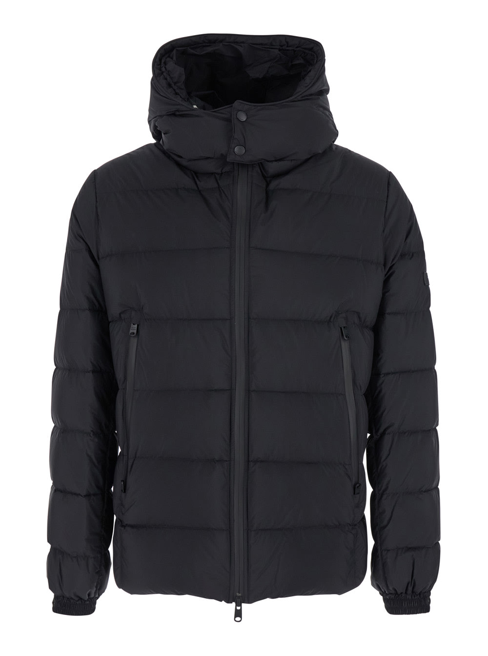 Tatras Borbore Black Down Jacket With Hood And Logo Patch On The Side In Tech Fabric Man In Black