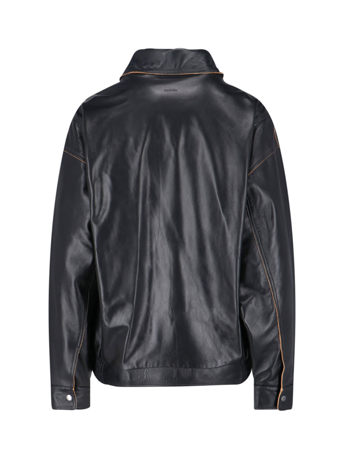 Calvin Klein Modern High Collar Jacket With Contrast Stitching In Black