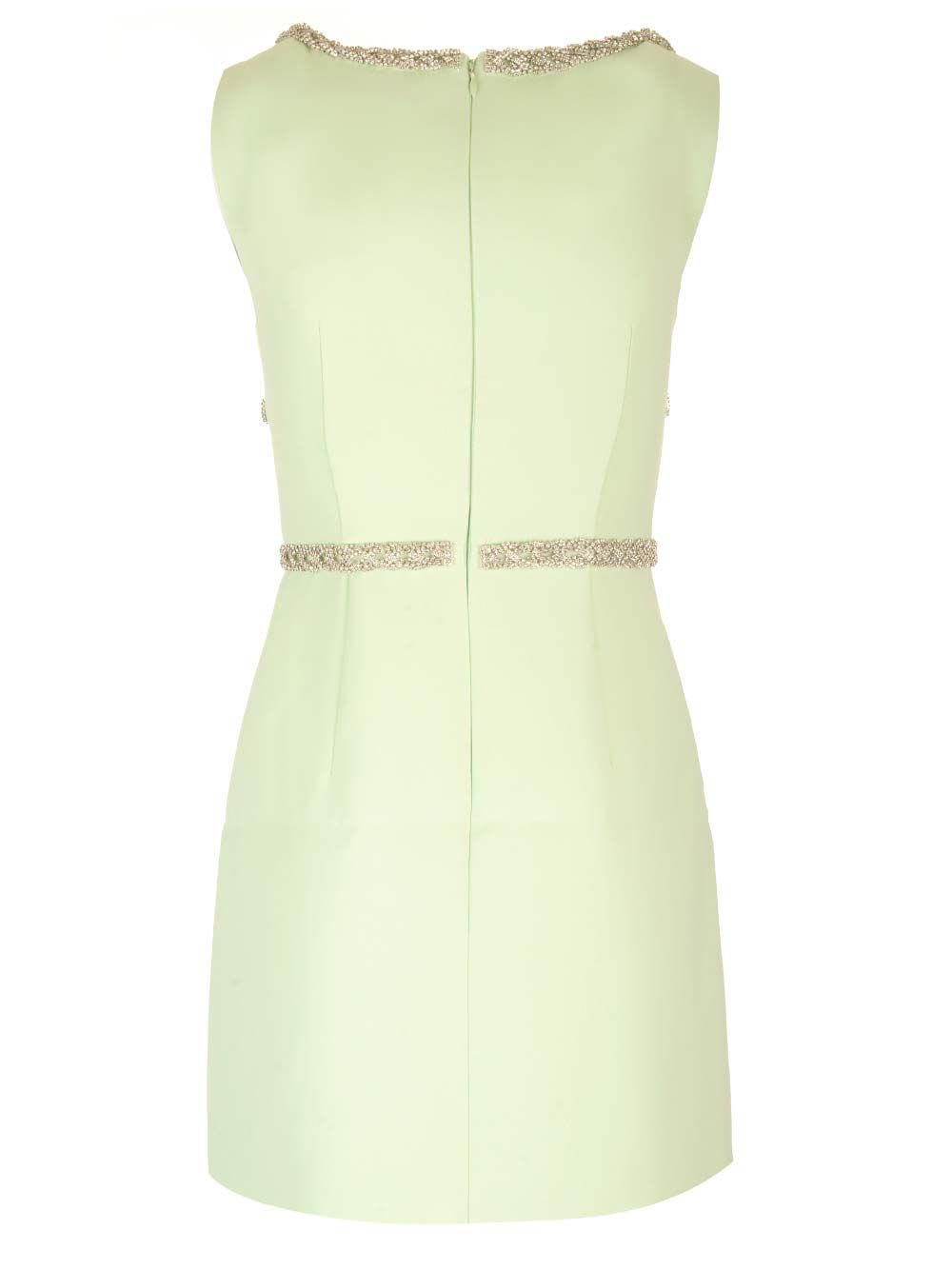 Shop Self-portrait Mini Dress With Diamond Bow In Green