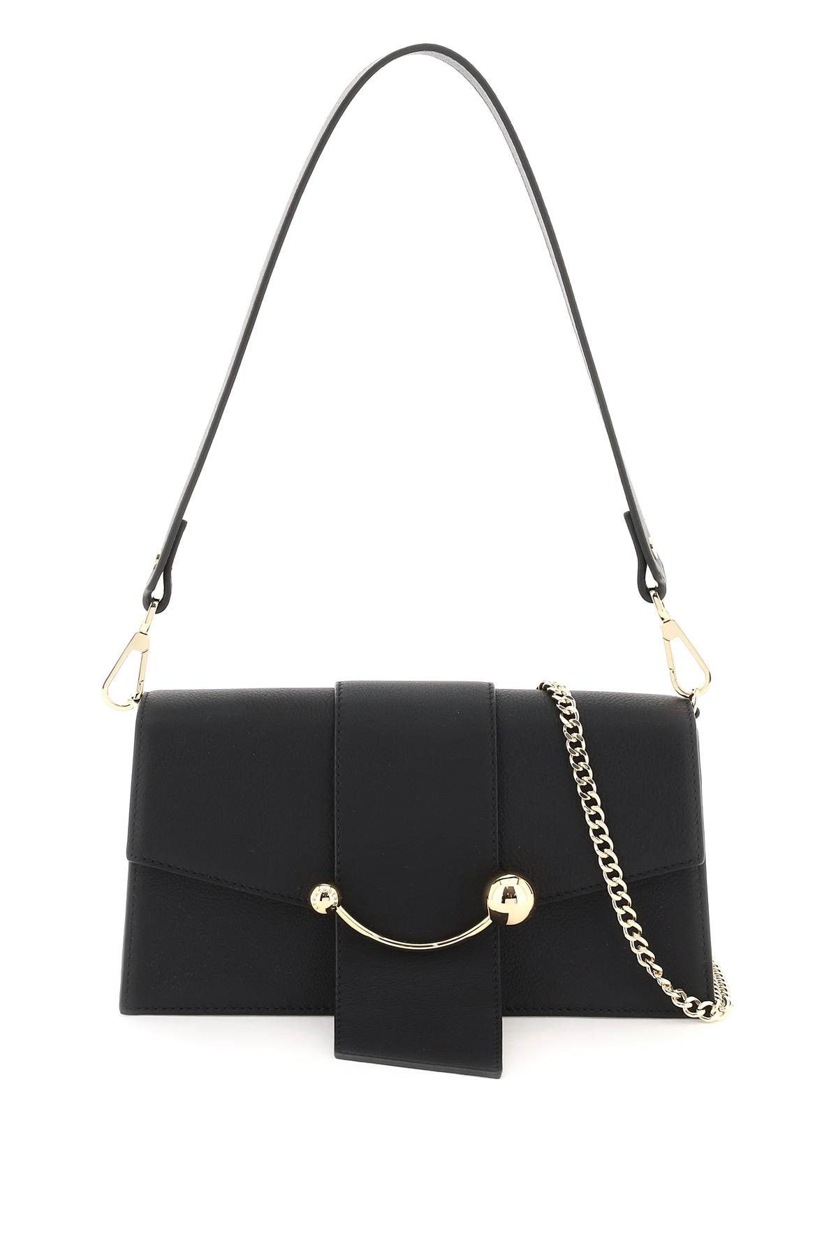 Shop Strathberry Mini Crescent Leather Bag In Black (black)
