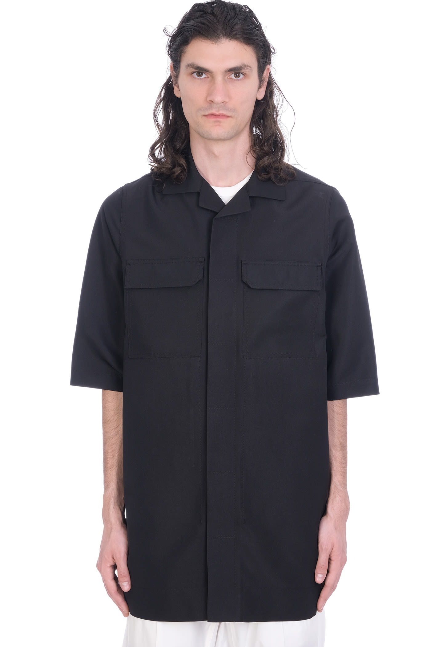 Rick Owens Magnum Shirt In Black Polyester