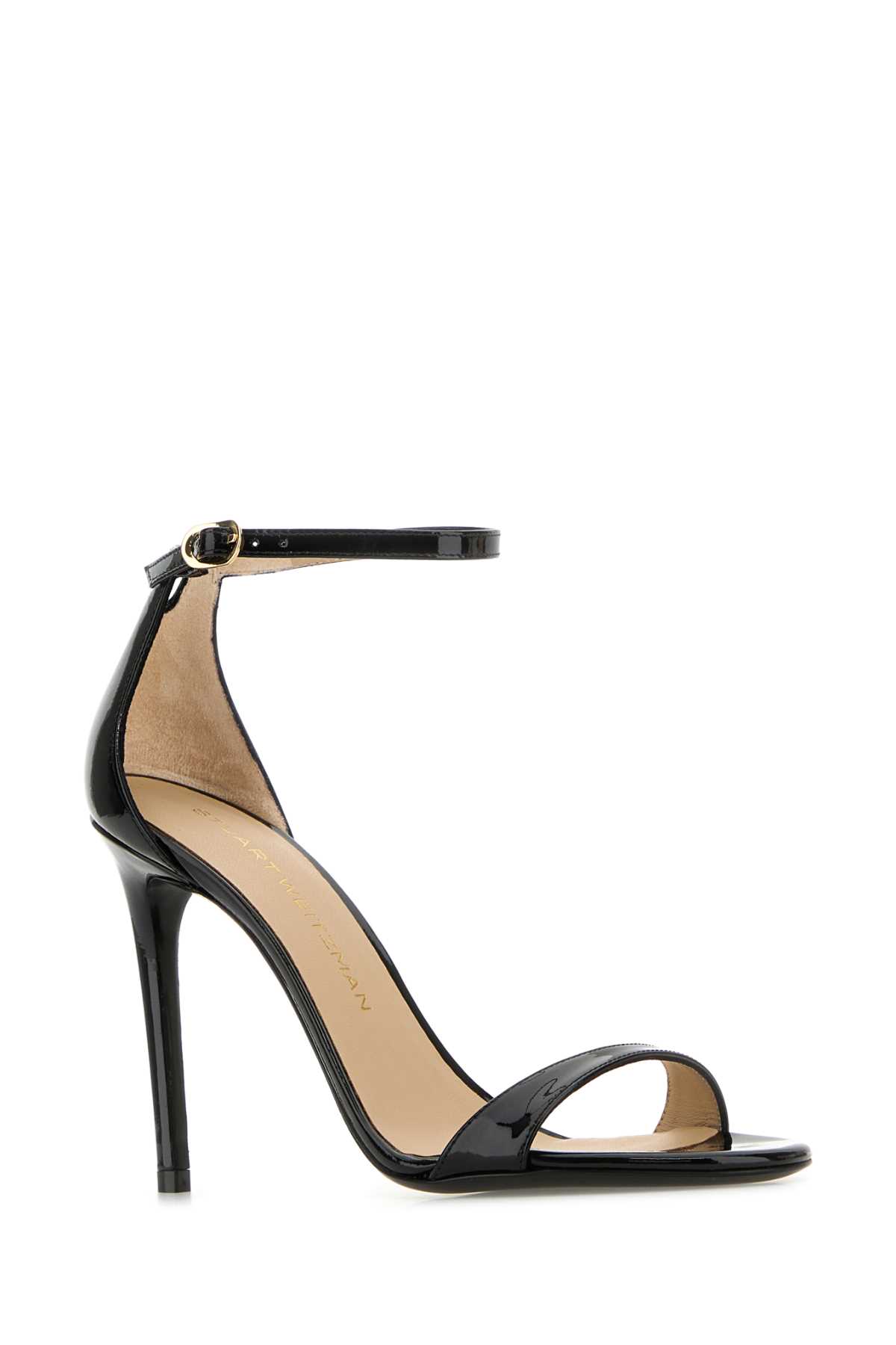 Stuart Weitzman Nudist Patent Leather Stiletto Platform Sandals In Blk