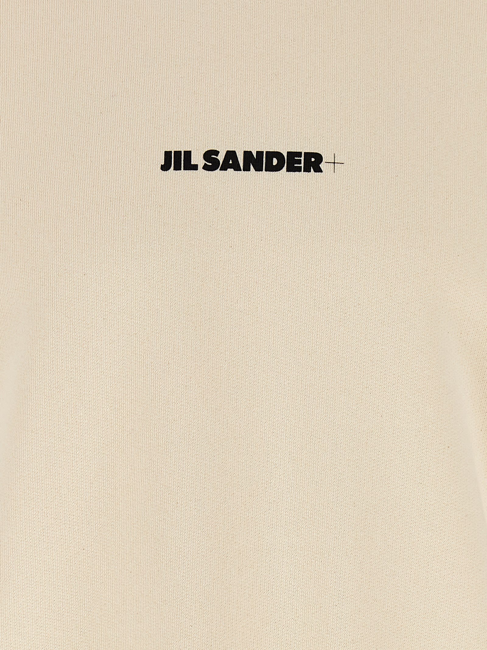 Jil Sander Logo Print Crewneck Sweatshirt In Beige