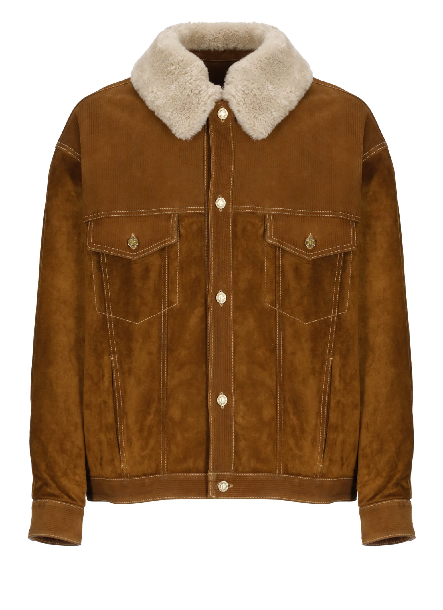 Shop Golden Goose Suede Leather Jacket In Brown