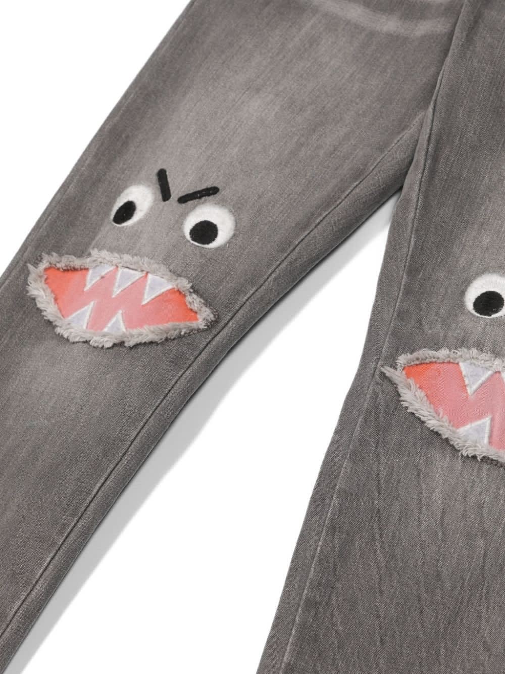 Shop Stella Mccartney Shark Face Ripped Skinny Jeans In Grey