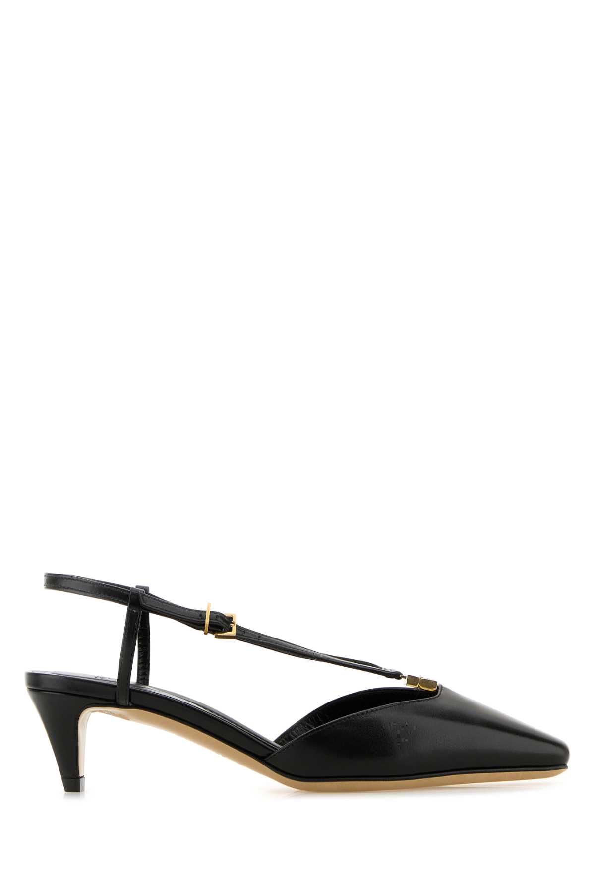 FENDI BLACK LEATHER FENDI FFOLD PUMPS 