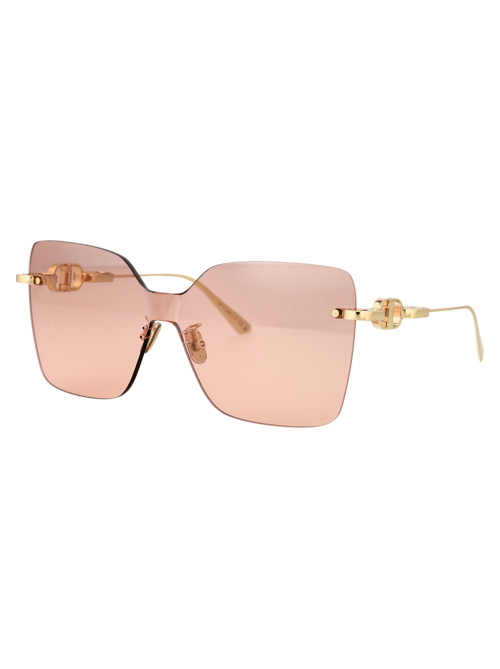 Shop Dior Cd Chain M1u Sunglasses In B0l0 Shiny Gold Dh / Violet