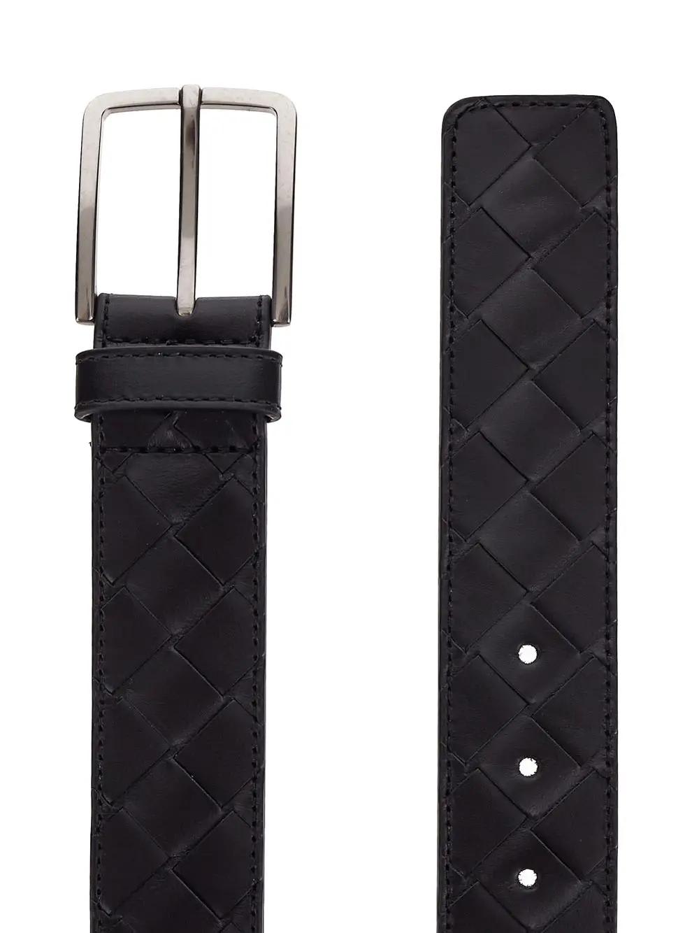 Shop Bottega Veneta Intrecciato Belt In Black