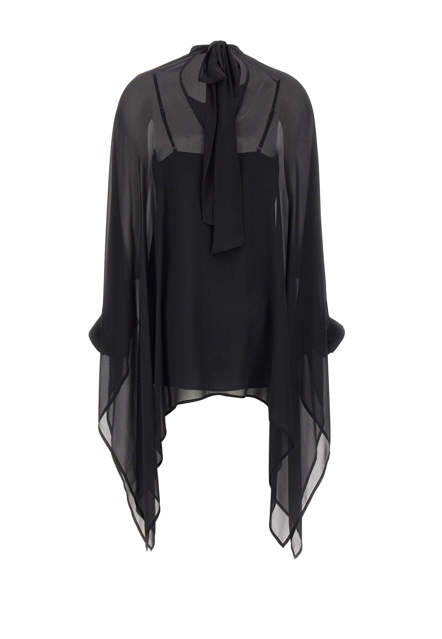 P.a.r.o.s.h Funnel-neck Silk Tunic In Black