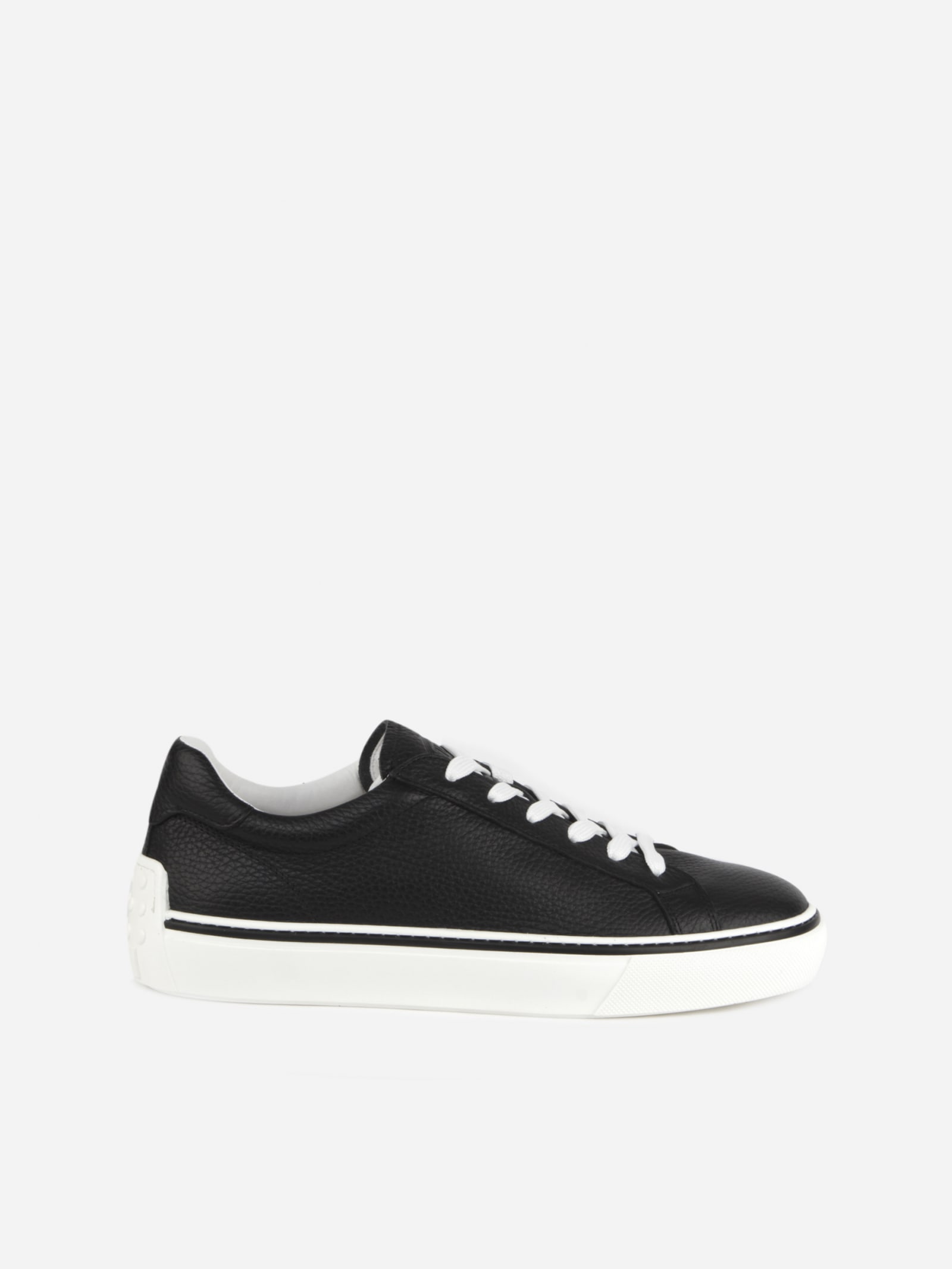 Tods Hammered Leather Sneakers With Contrasting Profiles