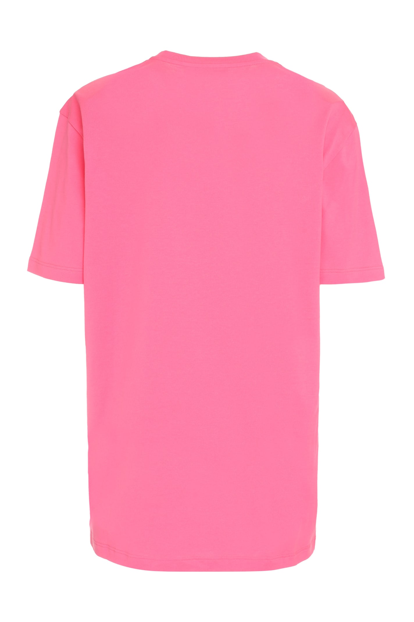 Shop Versace Printed Cotton T-shirt In Fuchsia