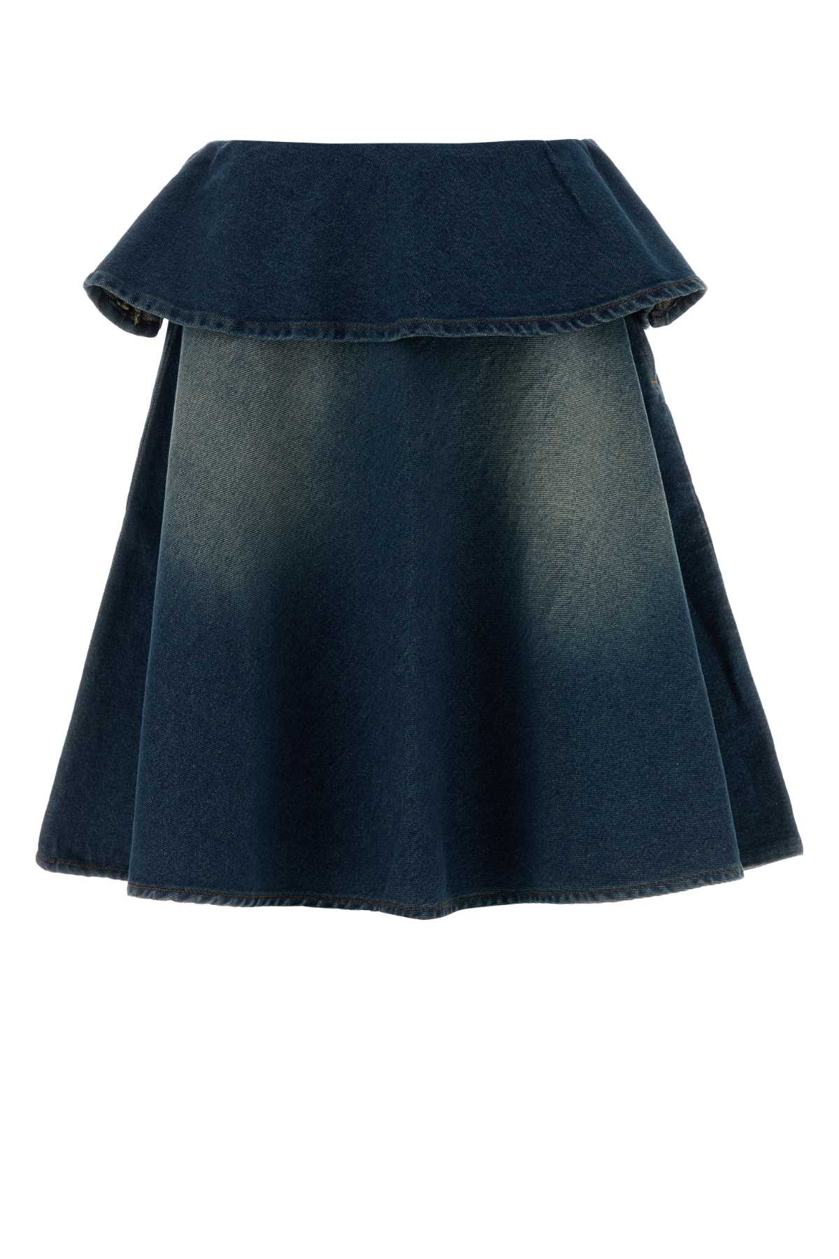 Gimaguas Flared Layered Denim Mini Skirt In Blue