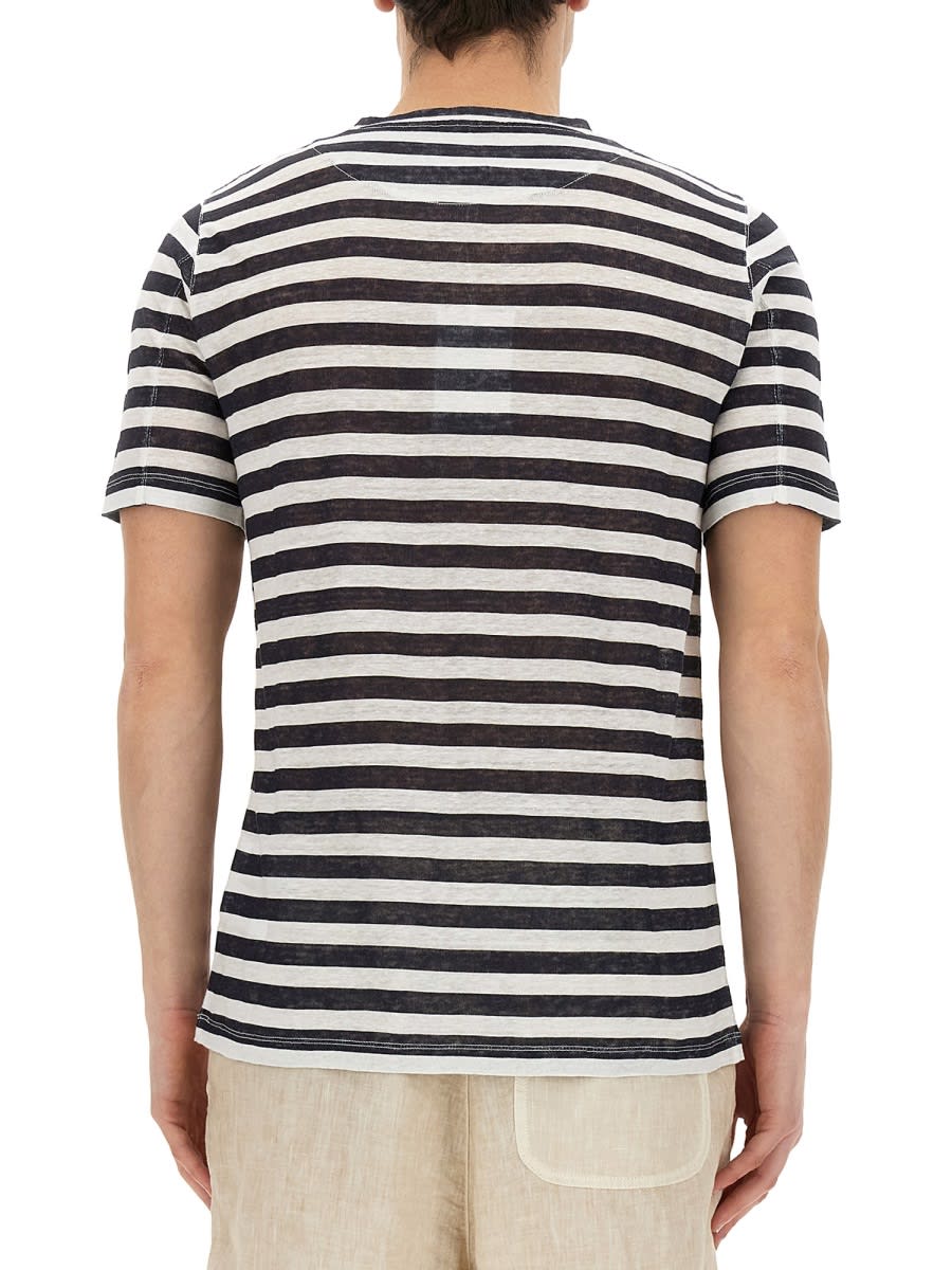 Shop 120% Lino Striped T-shirt In Multicolour
