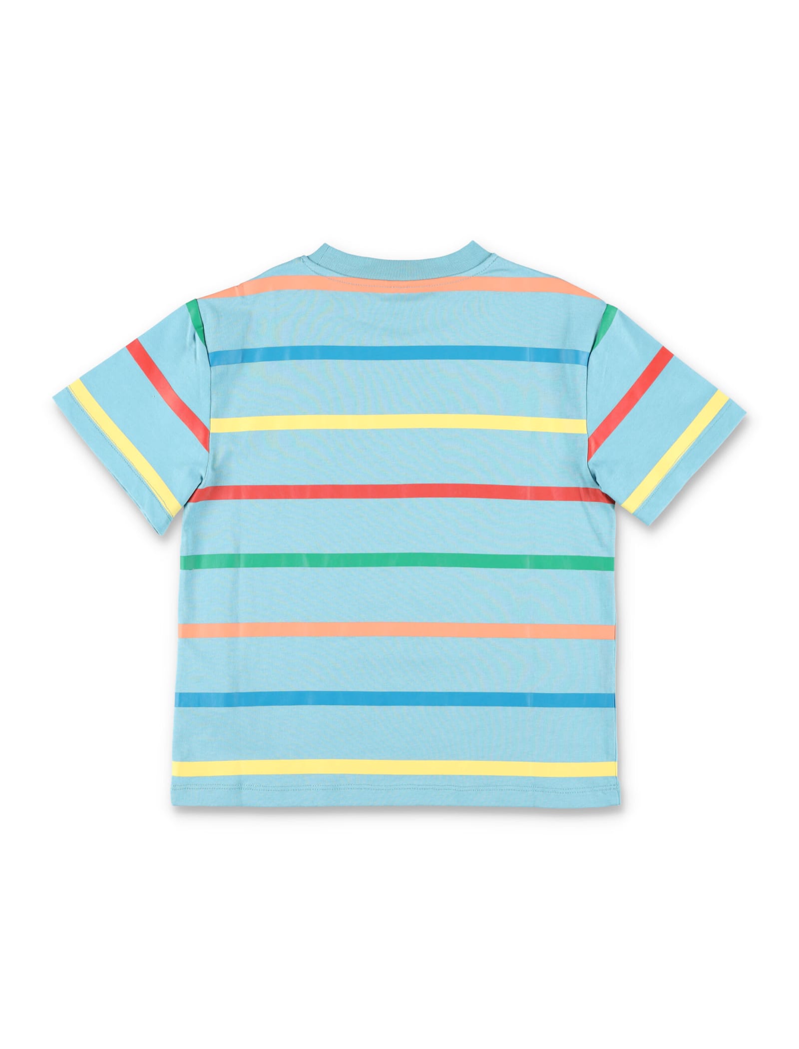 Shop Stella Mccartney Logo Striped T-shirt In Blue