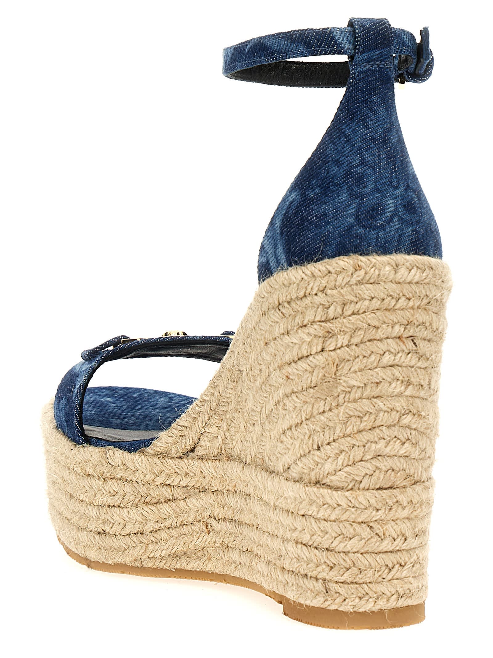 Shop Versace Barocco Wedges In Blue