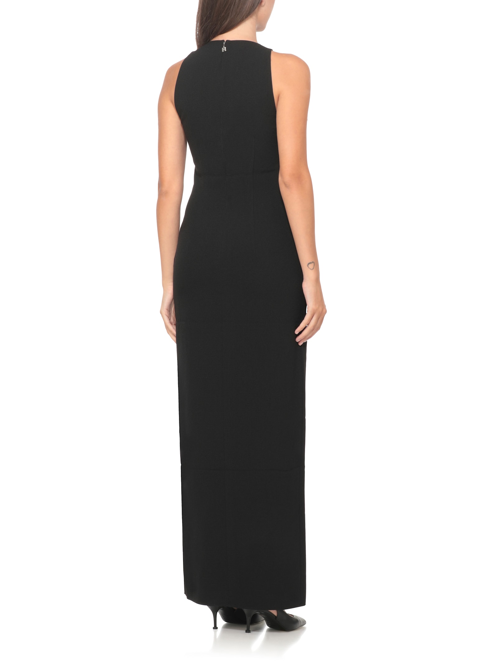 Rotate Birger Christensen Rotate Sleeveless Crepe Evening Dress With Rear Zip In Black