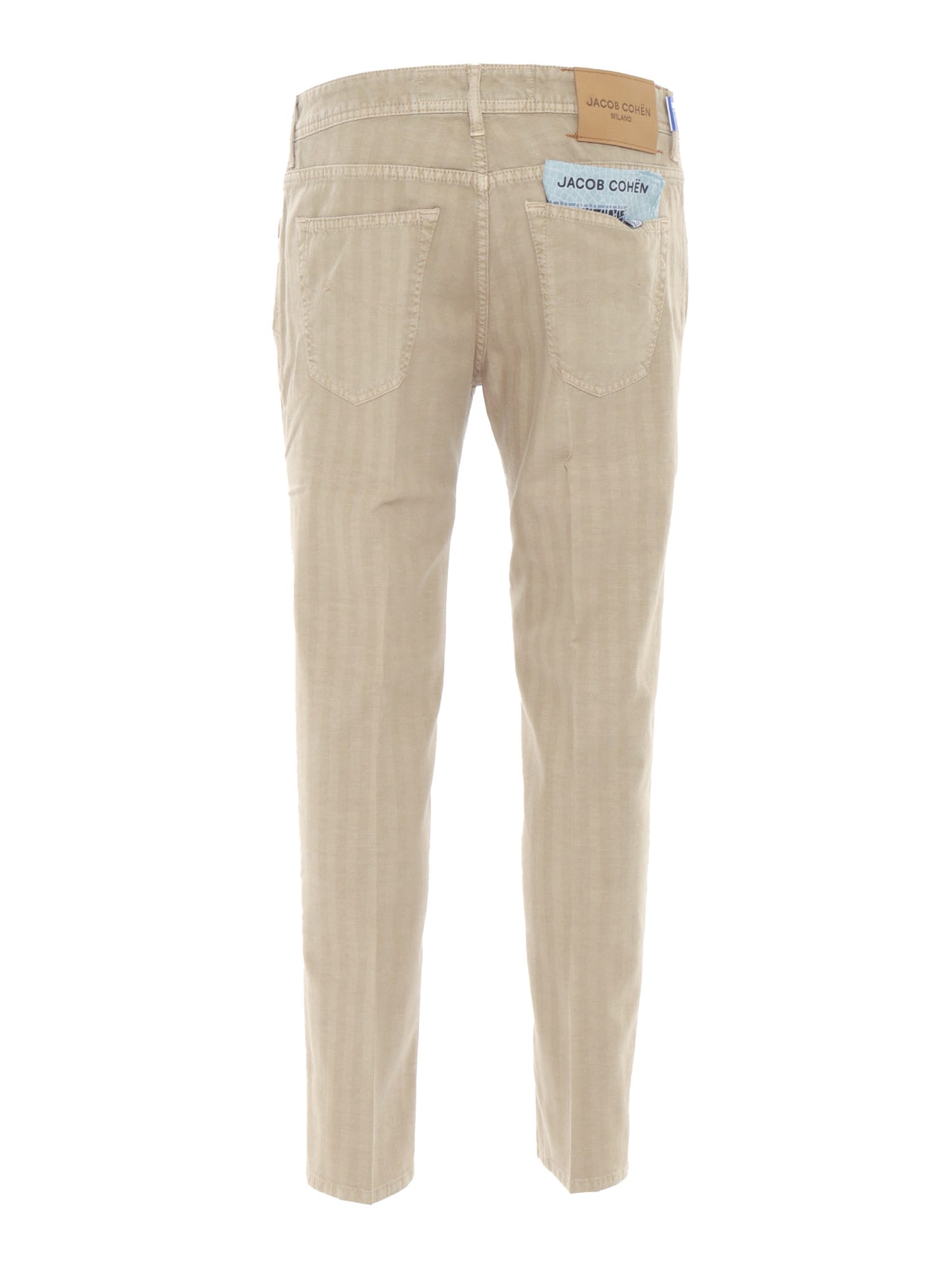 Jacob Cohen Cropped Slim Fit 5 Pocket Pants In Beige