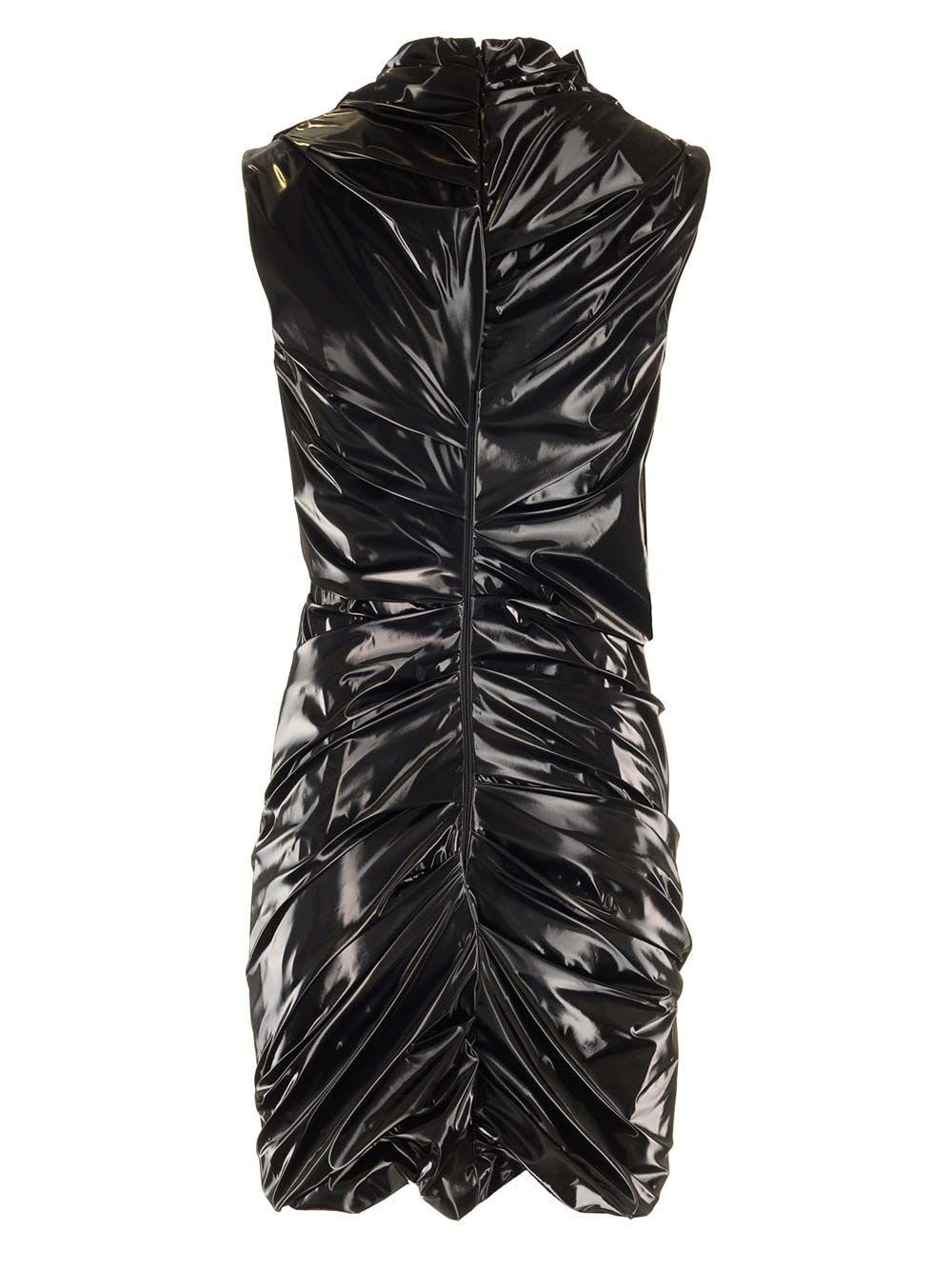 Shop Alexander Mcqueen Laminated Stretch Jersey Dress In Black