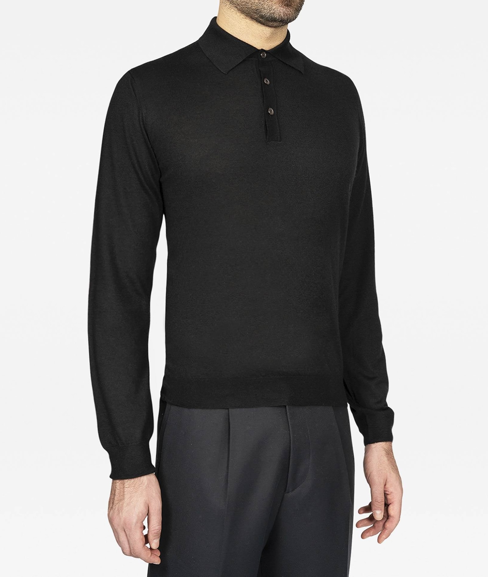 Shop Larusmiani Long Sleeve Polo Coppa Europa Sweater In Black