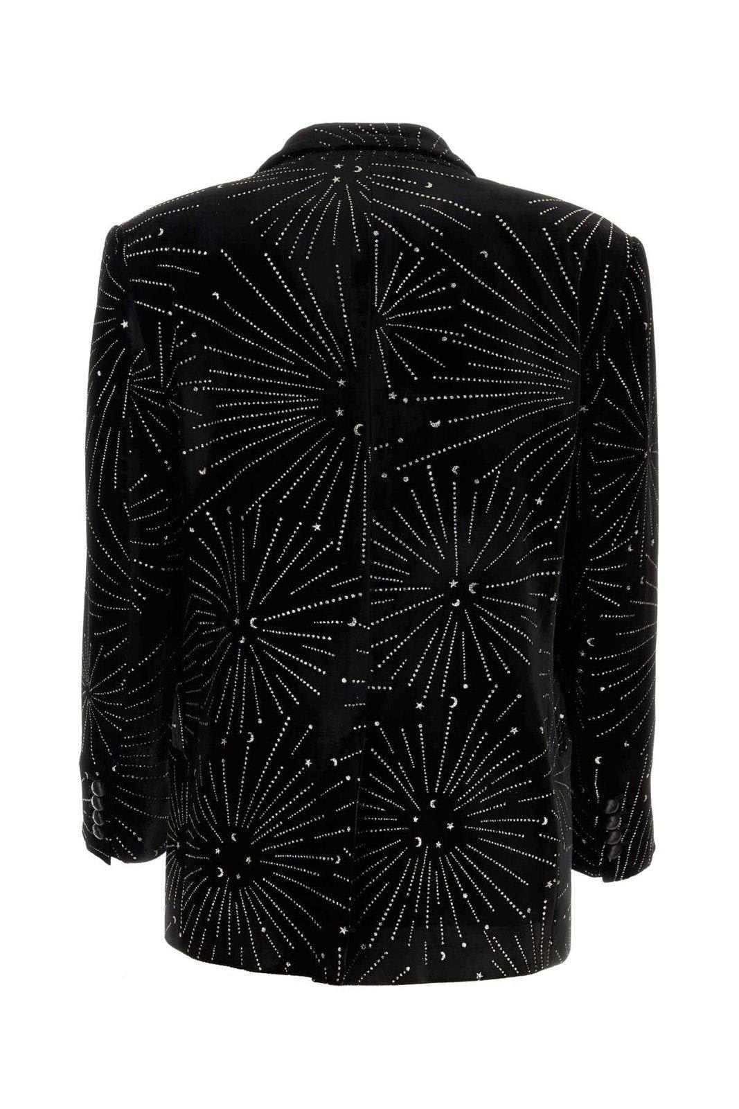 Shop Blazé Milano Corazon Tomboy Embellished Button-up Blazer In Black