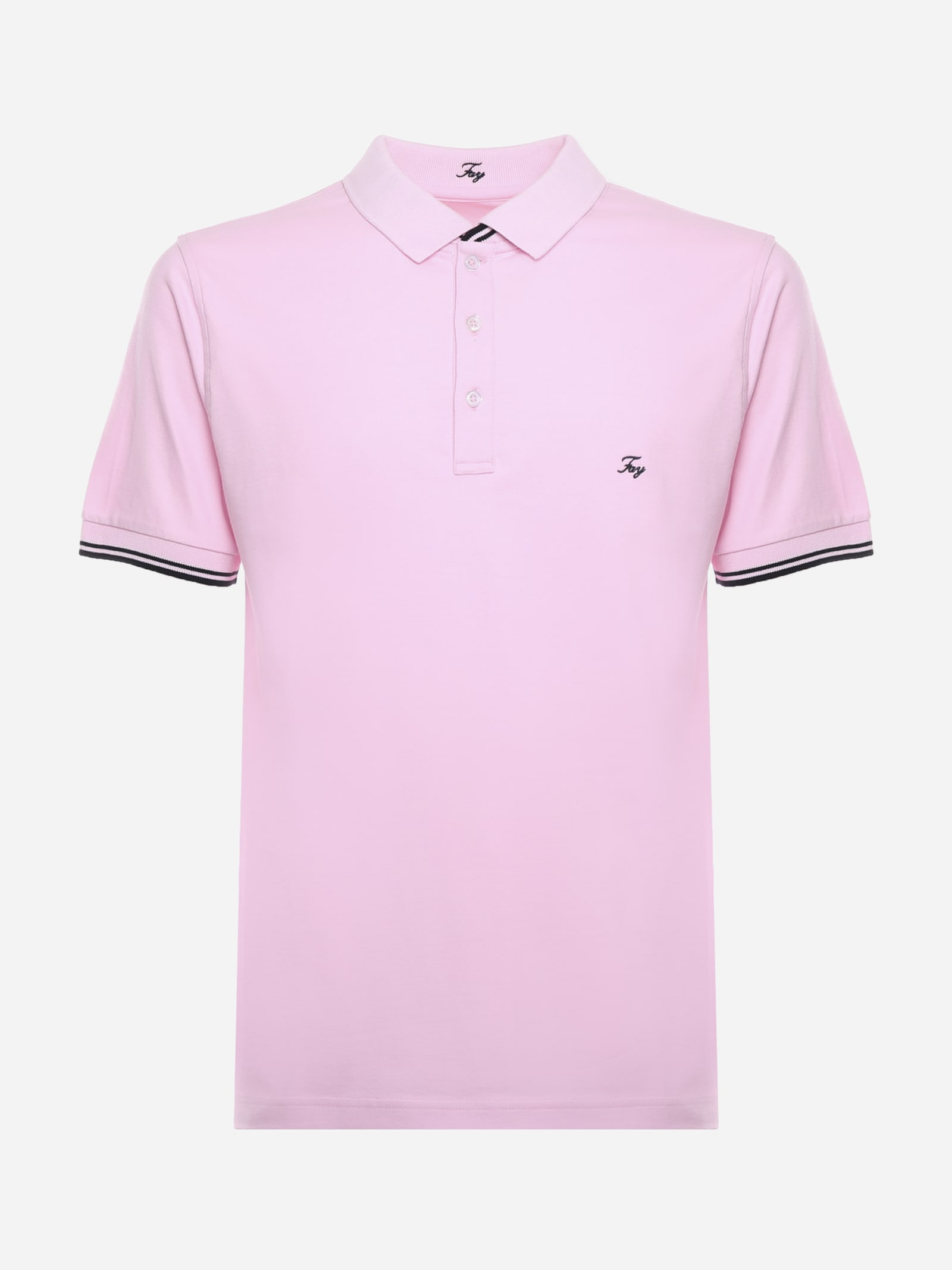 Fay Cotton Pique Polo Shirt With Contrasting Embroidered Logo