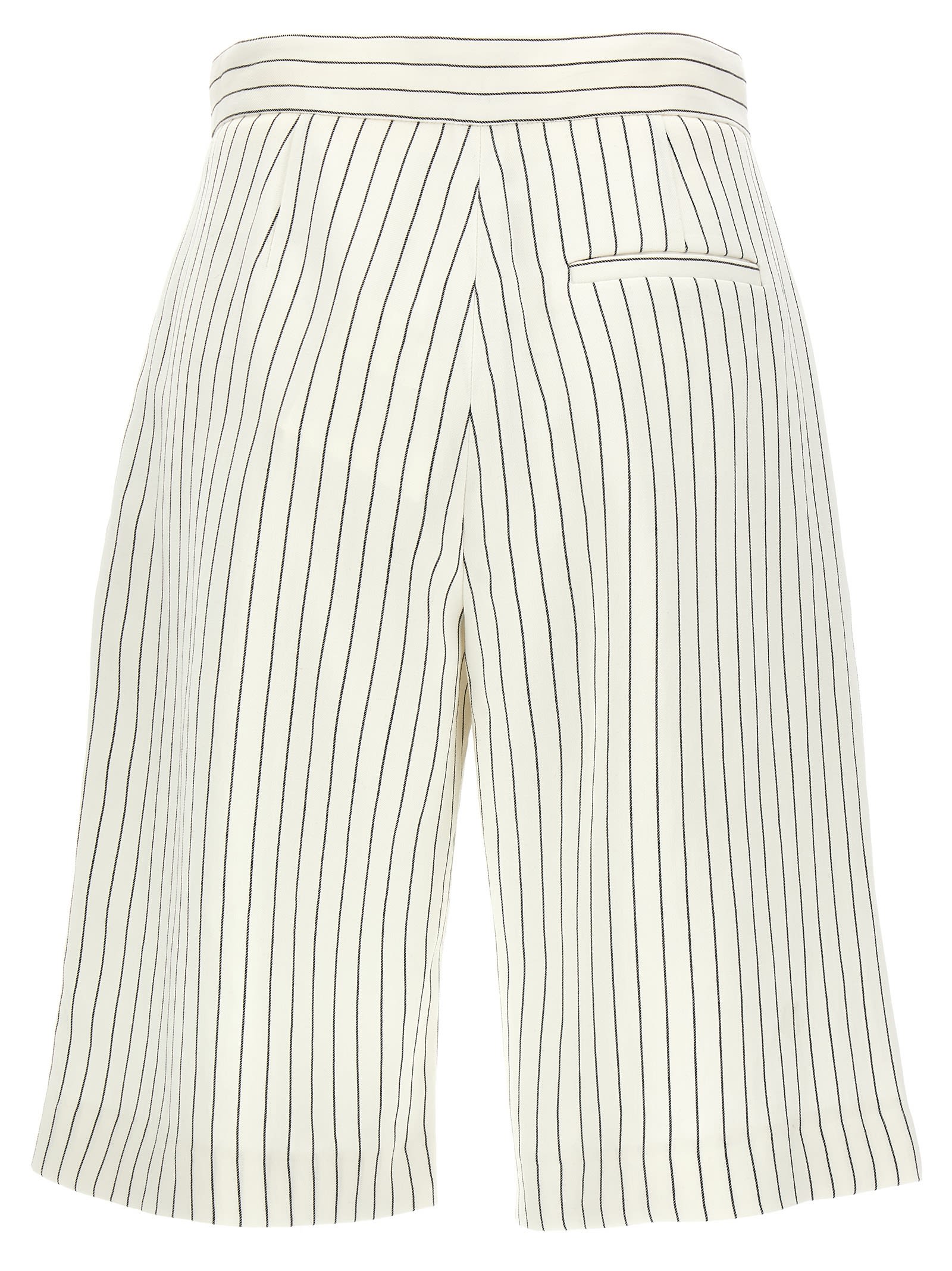 Loulou Studio Front Pleated Striped Bermuda Shorts With Pockets In White/black