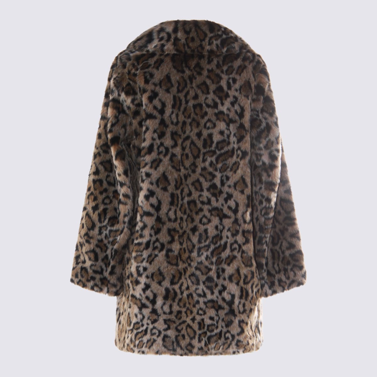 Twinset Animal Print Coat In Brown