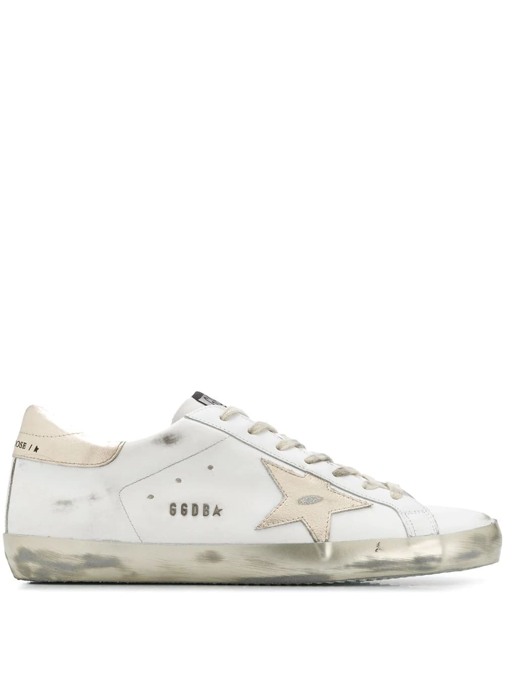 Golden Goose Man White Super-star Sneakers With Gold Laminated Spoiler And Star