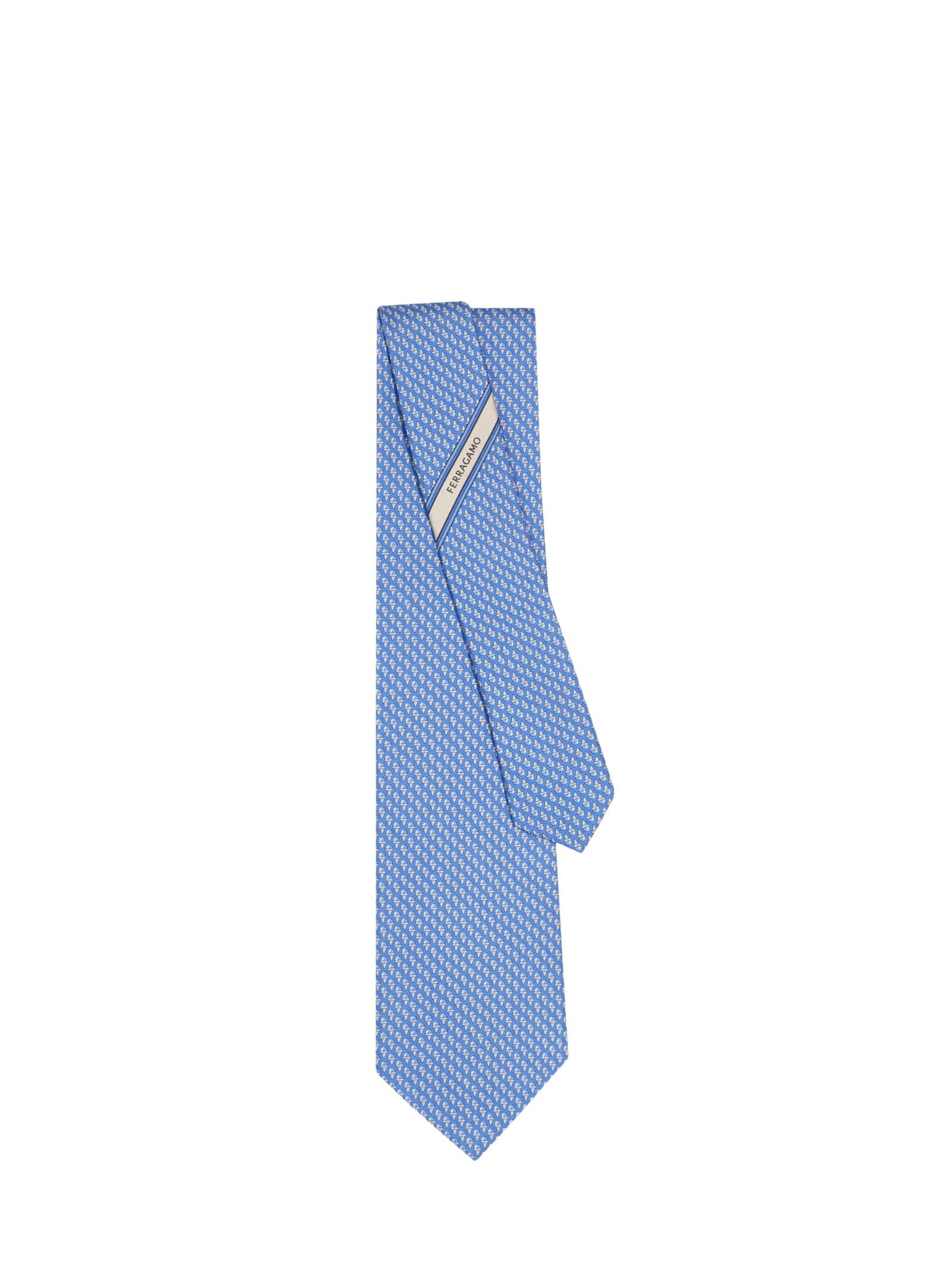 Ferragamo Ice Cream Print Silk Tie In Blue