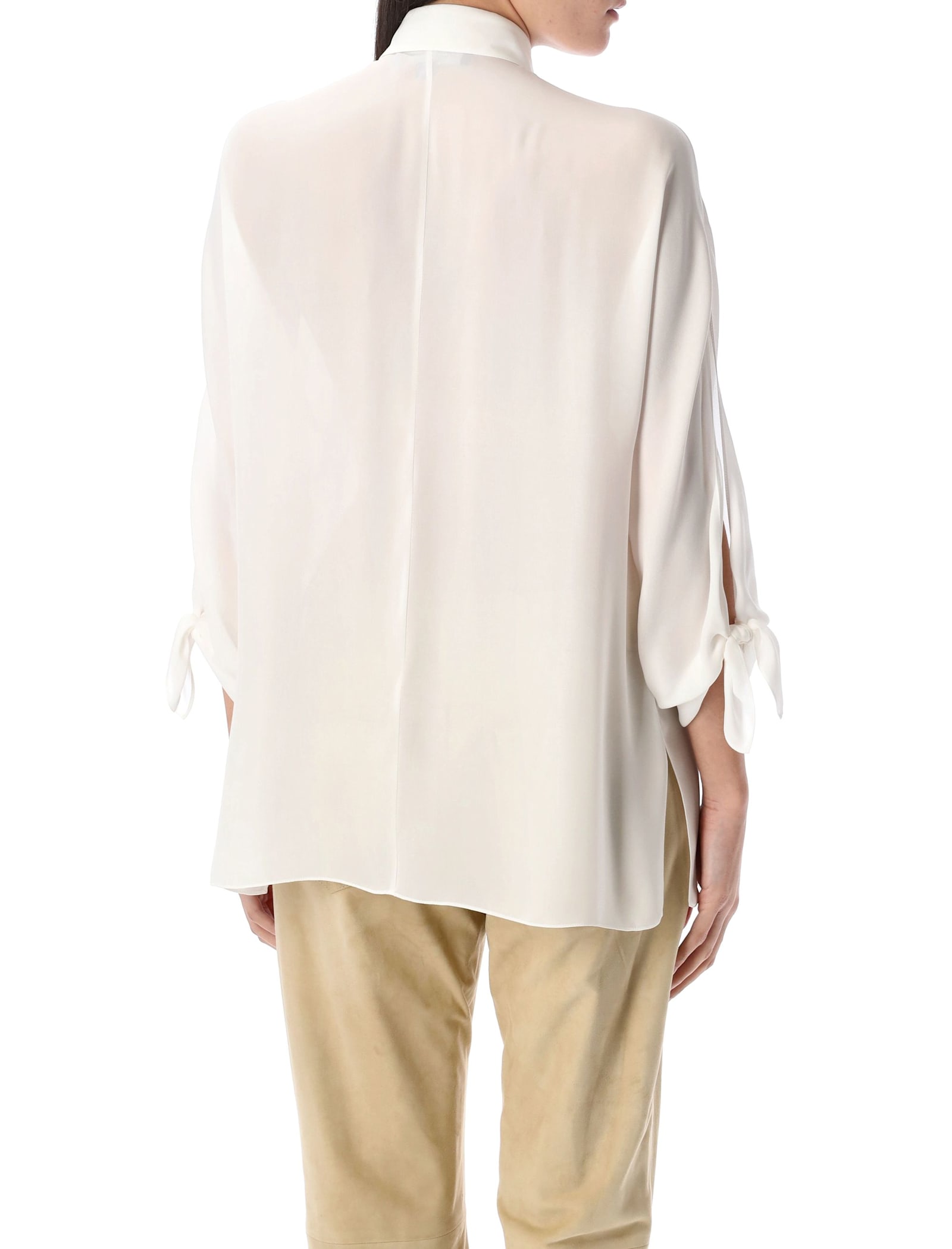 Polo Ralph Lauren Lightweight Semi-sheer Georgette Silk Blouse In Cream