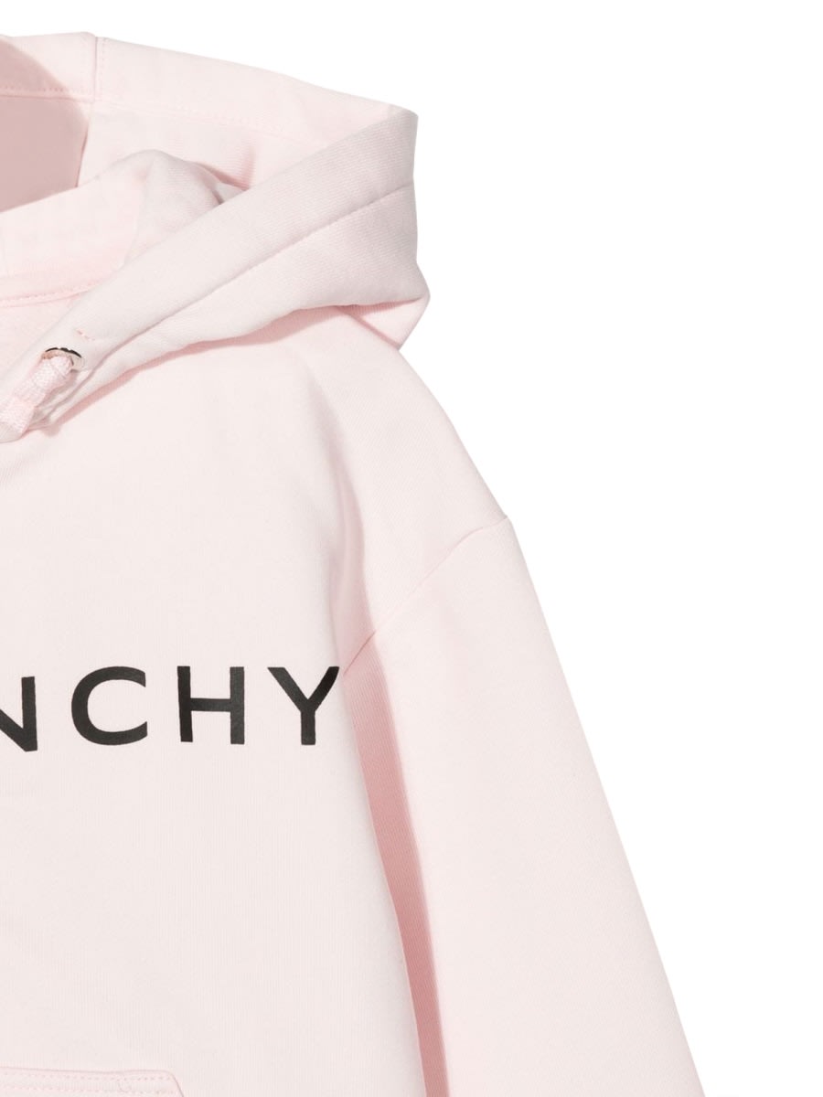 Givenchy Zipper Hooded Cardigan With Logo In Pink