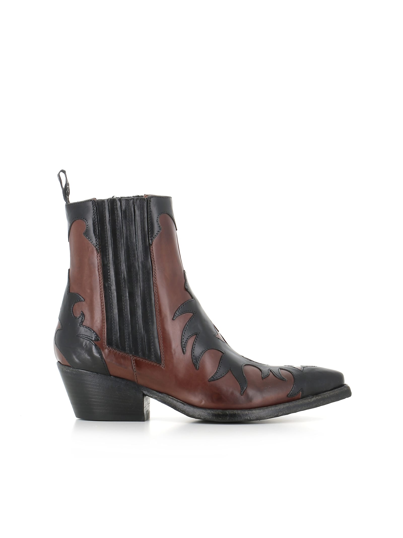 Sartore Sr3651 Leather Flame-pattern Boots In Brown