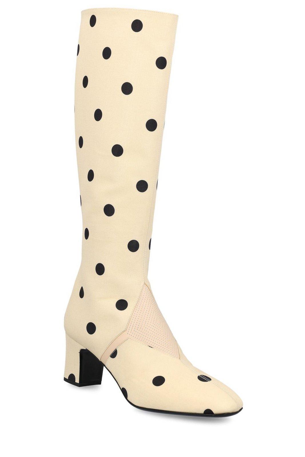 Valentino Equivoque Polka Dot Printed Boots In Multi