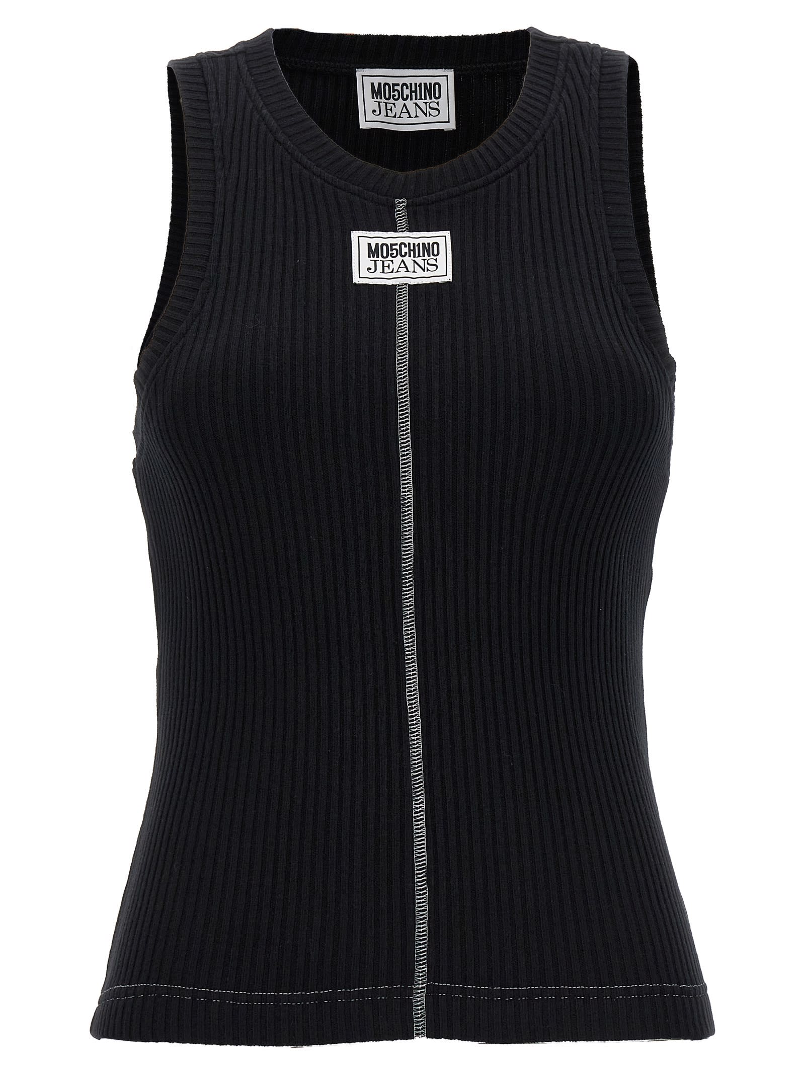 Moschino Logo Patch Tank Top In Black