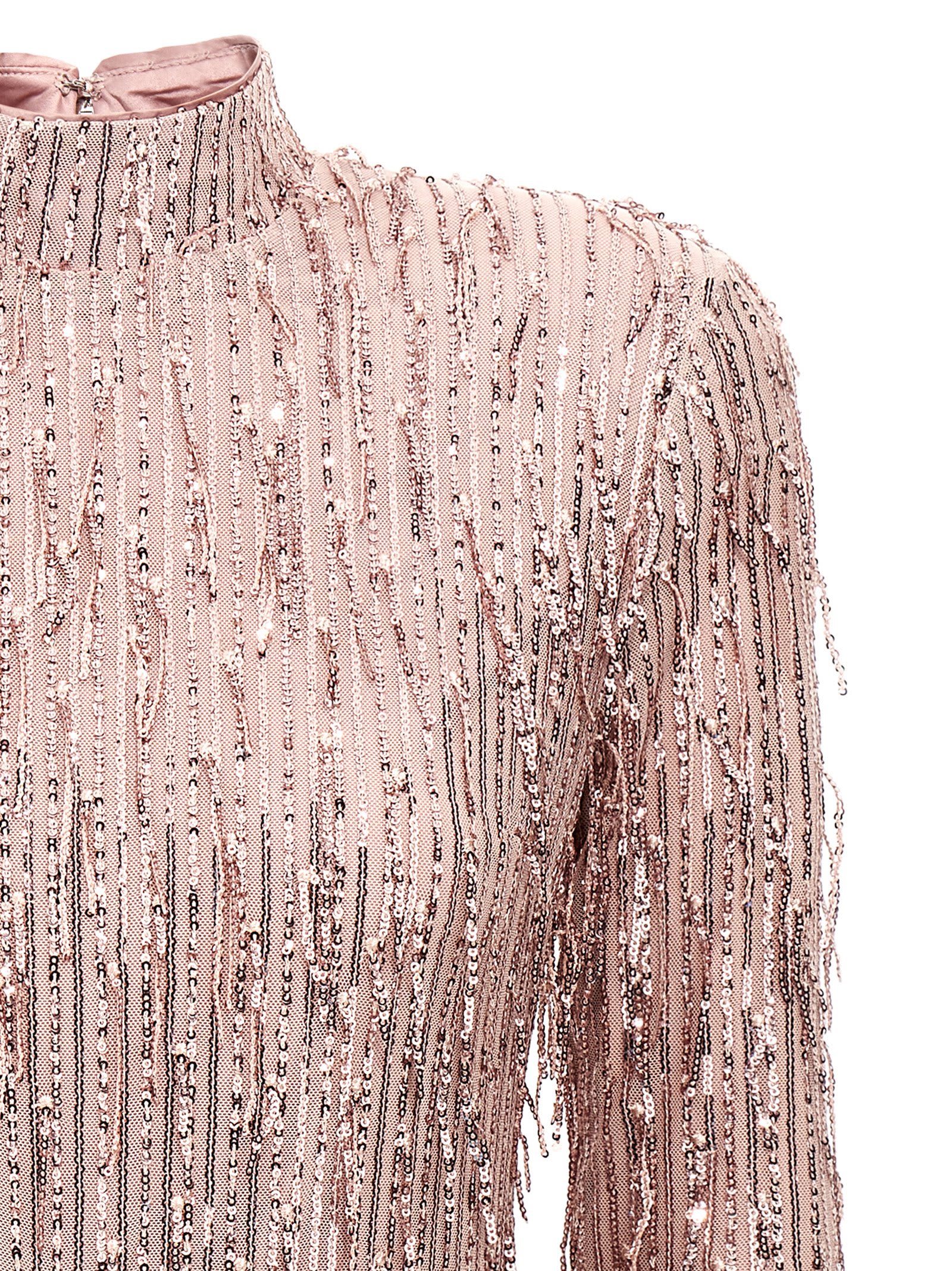 Shop Rotate Birger Christensen Sequin Fringe Mini Dress In Pink