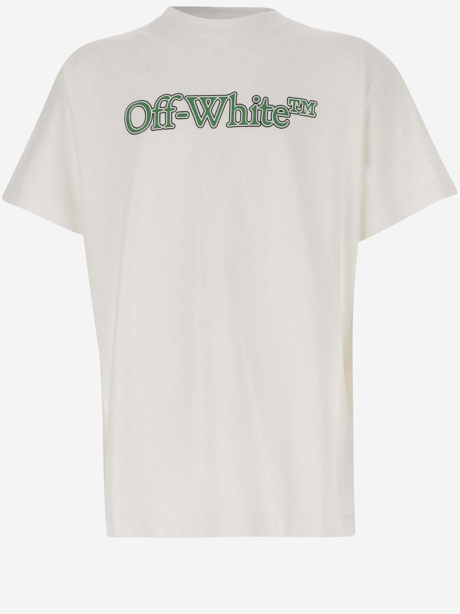 OFF-WHITE COTTON T-SHIRT WITH LOGO