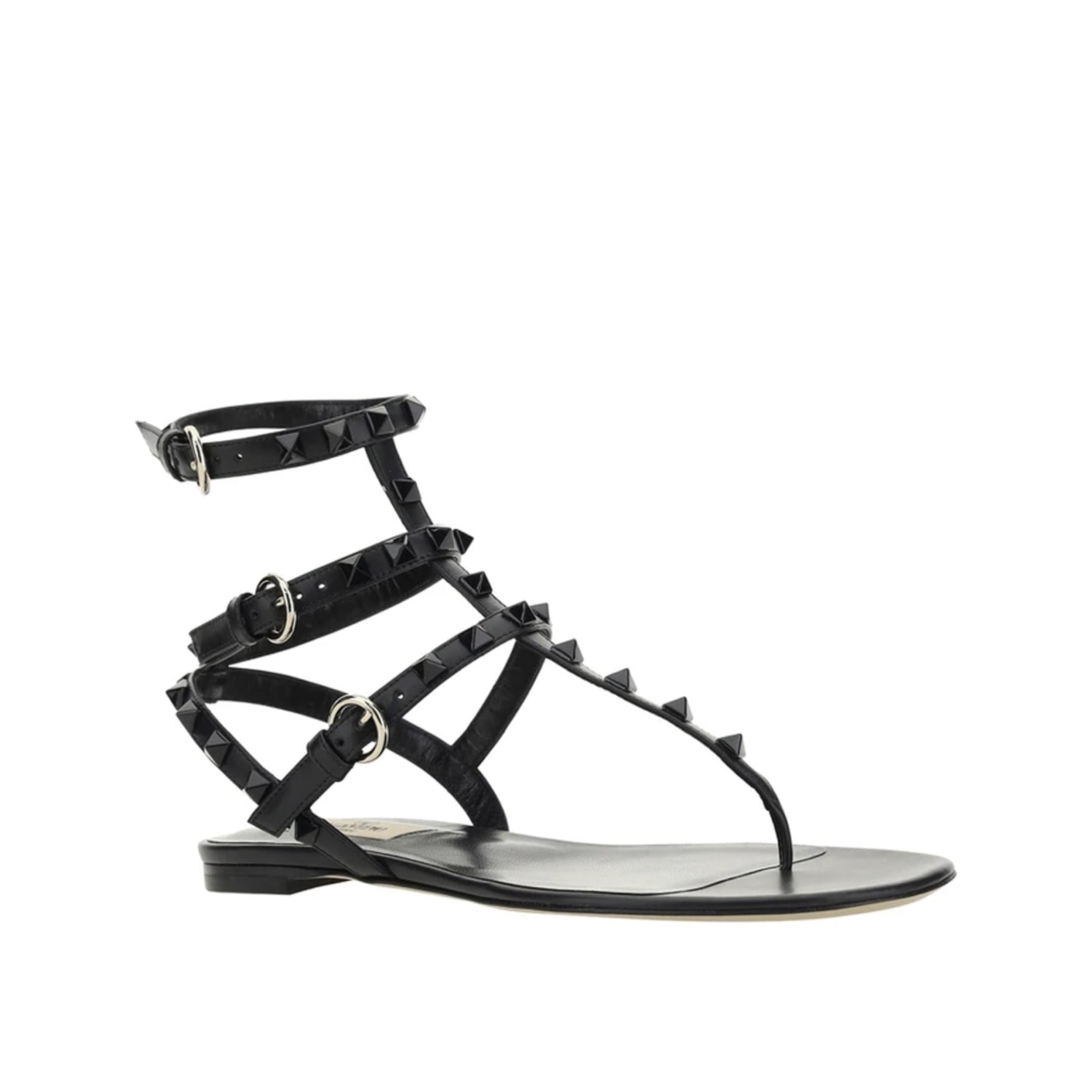 Shop Valentino Garavani Rockstud Flip-flop Sandlas In Black